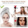 Charcoal Fiber Hair Towels Bath Head Turban Wrap Quick Dry Anti-Frizz Hair Towels for Drying Hair Women Girls Bathroom(Gray) view 4