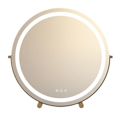 3 Colors Brightness Adjustable Makeup Mirror With Lights, Rechargeable Vanity Mirror With Lights, Cosmetic Light Up Mirror, 360Rotation Touch Screen Vanity Mirror, Smart Touch Control(Glod,40cm/15.7)