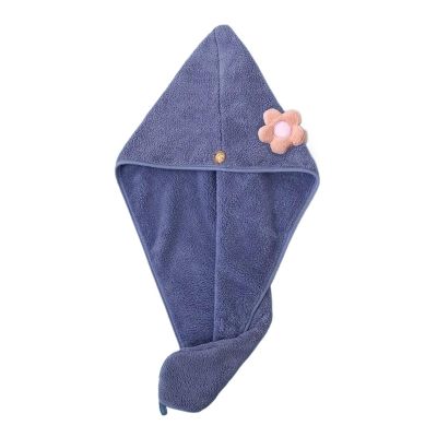 Dry Hair Towel Coral Ladies Soft Shower Cap Head Wrap Absorbent Fast Dry Ladies Head Towel(Purple)
