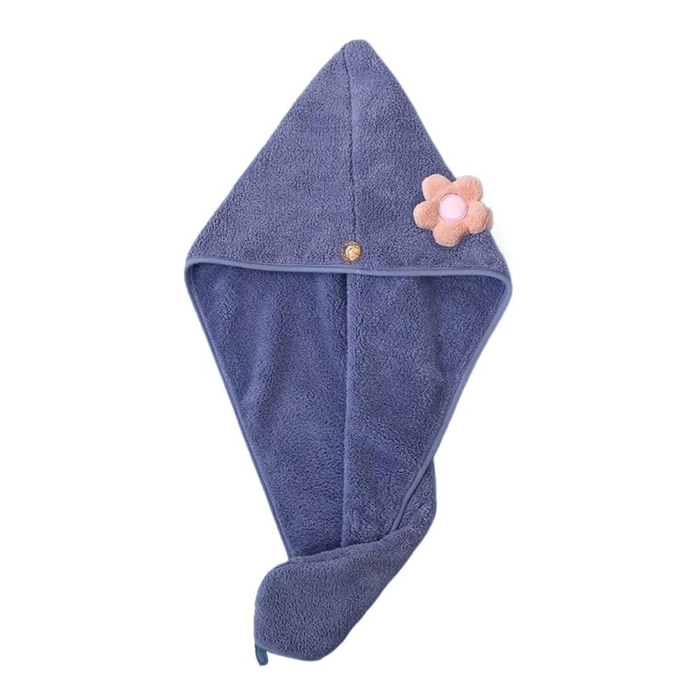 Dry Hair Towel Coral Ladies Soft Shower Cap Head Wrap Absorbent Fast Dry Ladies Head Towel(Purple)