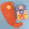 Dry Hair Towel Coral Ladies Soft Shower Cap Head Wrap Absorbent Fast Dry Ladies Head Towel(Purple) view 3