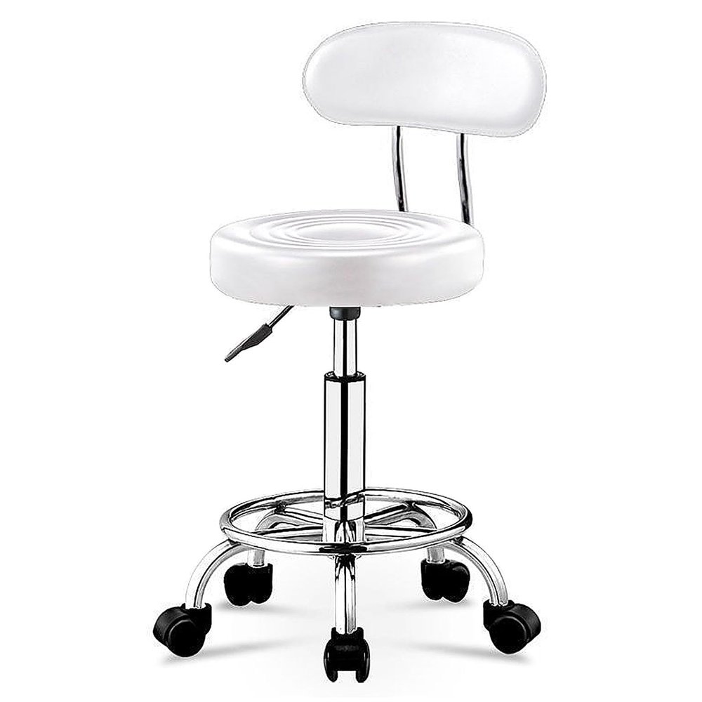 Adjustable Spa Stool, PU Leather Cushioned Salon Seat, Rolling Swivel Office Chair, Massage Barber Stool on Wheels for Drafting Tattoo Beauty Facial Spa