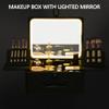 GALHUBIS Makeup Case with Lighted Mirror, Makeup Box Organizer with Detachable LED Mirror, Travel Makeup Train Case, Waterproof Cosmetic Organizer, Standing Makeup Brush Holder, Gift, Black Green view 2