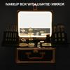 GALHUBIS Makeup Case with Lighted Mirror, Makeup Box Organizer with Detachable LED Mirror, Travel Makeup Train Case, Waterproof Cosmetic Organizer, Standing Makeup Brush Holder, Gift, Black Gold view 2