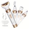 4-in-1 Women's Electric Shaver Wet/Dry Hair Remover for Bikini, Face, Legs, Underarms, Portable, Rechargeable Hair Trimming Solution (Gold - 4 In 1) view 1