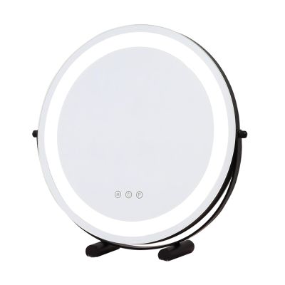 360Rotation Light Up Mirror 3Colors Brightness Adjustable, Desk Mirror with Dimmable Brightness, Rechargeable Lighted Makeup Mirror, Smart Touch Control, 360Swivel Rechargeable LED Magnifying Mirror