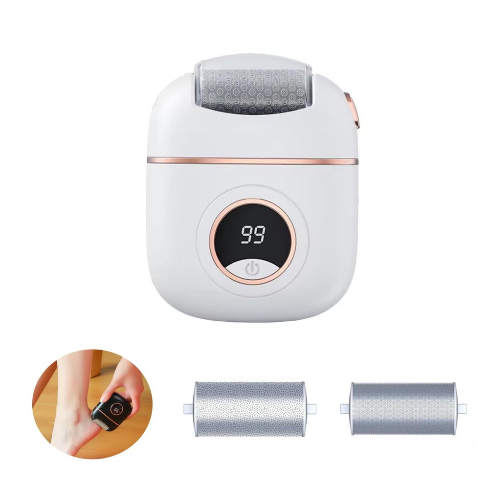 Rechargeable Electric Foot Grinder Callus Remover & Foot File for Cracked, Dry Skin Care and Repair (White)