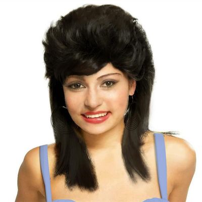 Tseses Black Mullet Wigs for Women 80s Costume Wig Curly Soft Shoulder Length Hair Rocker Cosplay Synthetic WigBlack