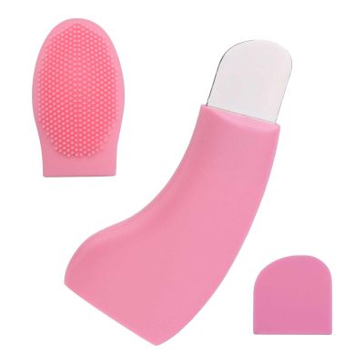 Blackhead Remover Tool, Silicone Stainless Steel Blackhead Extractor Deep Clean Black Head Remover for Face Nose with Silicone Brush Dust Cover Face Scraper Tool for Women (Pink)