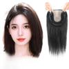 12x14cm Swiss Net Neddle Clip In Toppers Natural Black Straight Hair Human Hair Wiglet Free Parting Hairpiece for Women Thin Hair (Natural black,30cm With bangs) view 1