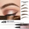 2-in-1 Curved Eyebrow Pen and Eyeliner with 10Pcs Brow Stencils, Microblading Eyebrow Pencil with 4 Fork-Tip and Curved Precise Tip, Waterproof and Long Lasting Eyebrow Pencils for Women, Dark Brown view 2