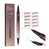 2-in-1 Curved Eyebrow Pen and Eyeliner with 10Pcs Brow Stencils, Microblading Eyebrow Pencil with 4 Fork-Tip and Curved Precise Tip, Waterproof and Long Lasting Eyebrow Pencils for Women, Soft Brown view 1
