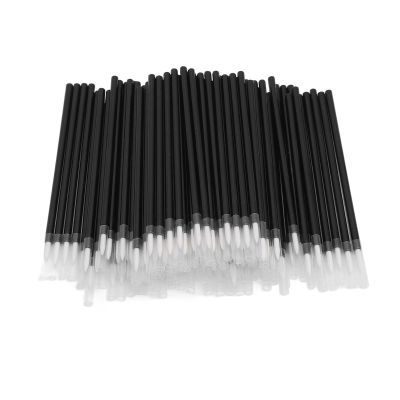 Dioche Makeup Wands, 100PCS Black Brushes Applicator Cosmetic Eye Wands for Makeup Tool with Container