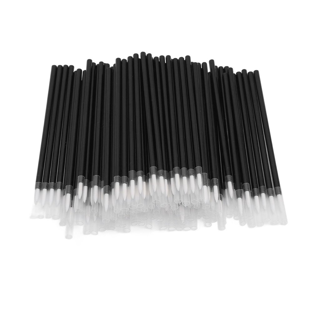 Dioche Makeup Wands, 100PCS Black Brushes Applicator Cosmetic Eye Wands for Makeup Tool with Container