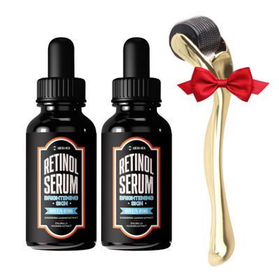 Abera Men Retinol Serum, Reduces Dark Spots, Melasma, Wrinkle & Eye Bag, Hydrating and Smoothing Formula for Men with Niacinamide 5% & Retinyl, Anti-Aging Effect (Set 2 + Gift)