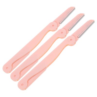 AUTSUPPL 3pcs Stainless Steel Eyebrow Razor Double Heads Portable Trimmer Makeup Tool for Women