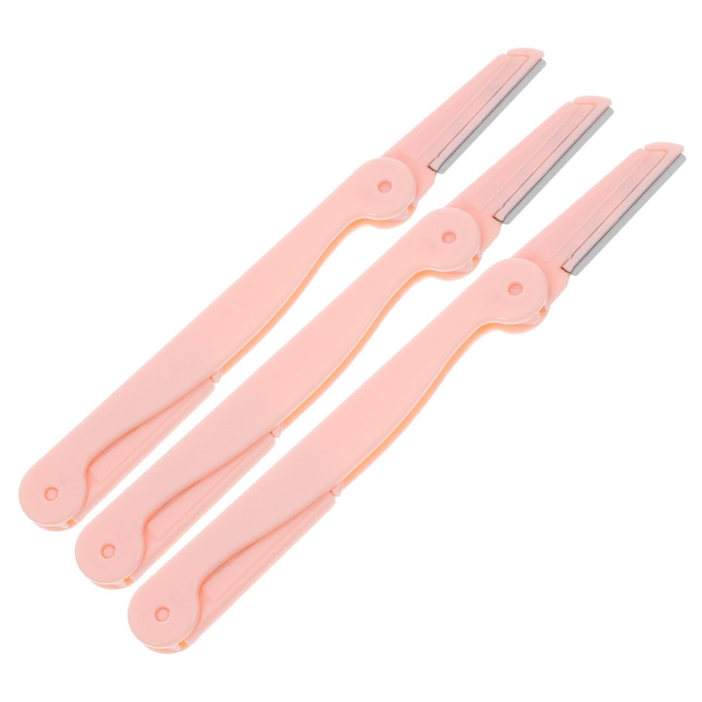 AUTSUPPL 3pcs Stainless Steel Eyebrow Razor Double Heads Portable Trimmer Makeup Tool for Women