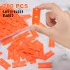 Plastic Razor Blades, 200 Pcs Double Edged Safety Scraper Blades, Plastic Scraper for Cleaning Glass, Removing Stickers,adhesive tape Label,Car decals, Fits Most Standard Scraper, Orange view 2