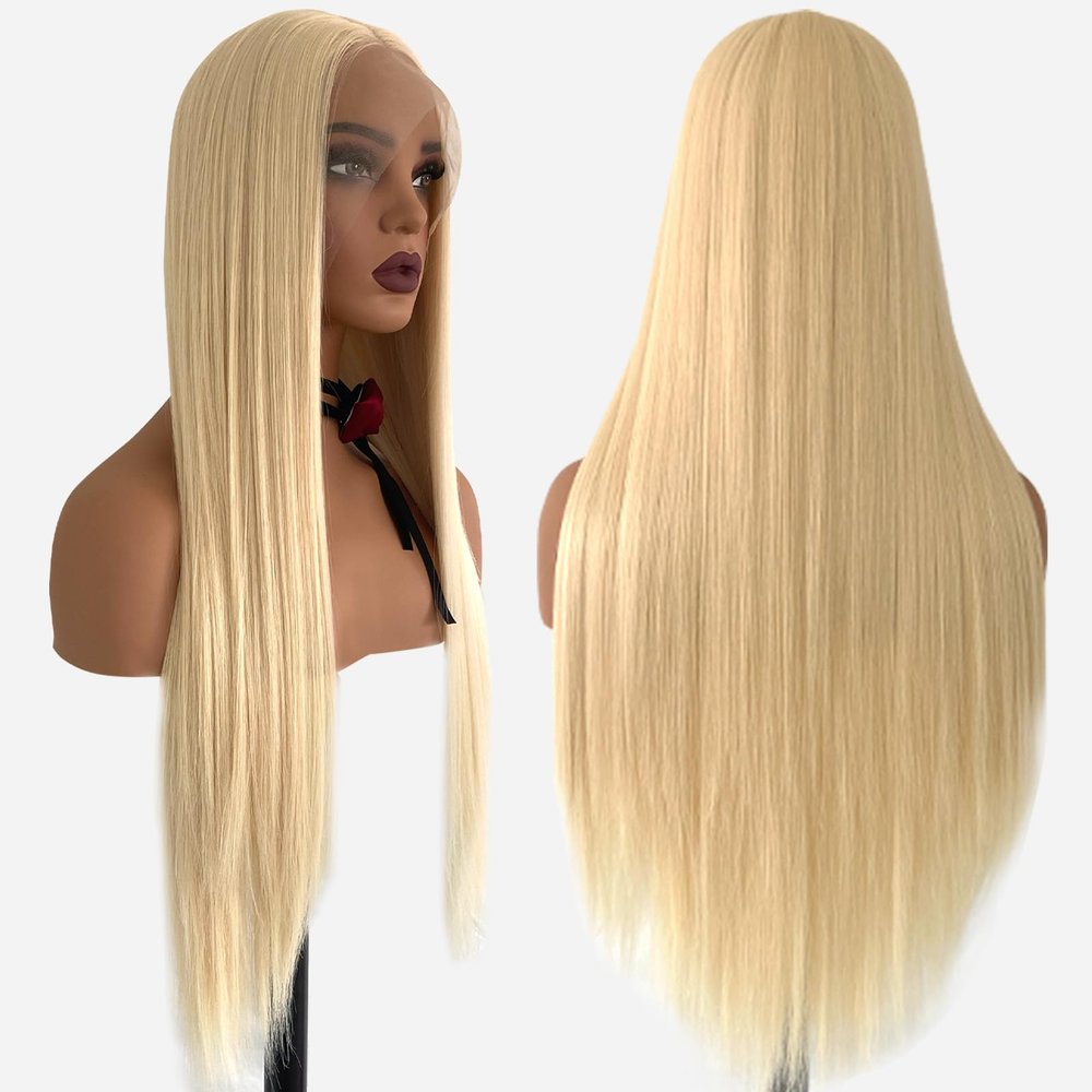 Blonde Wig Synthetic Lace Front Wig Glueless 13x4 HD Lace Front Wigs Pre Plucked 613 Long Straight Ready to Wear Wigs for Black Women 26 Inch