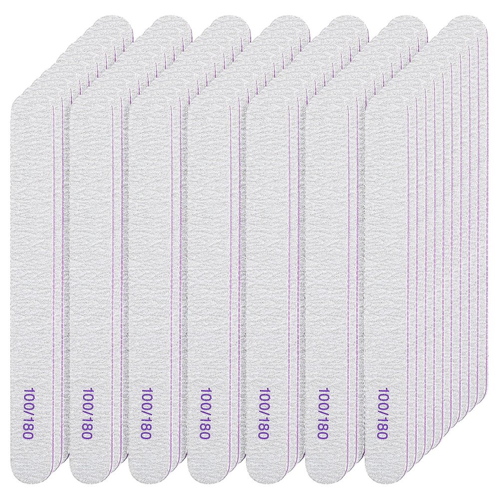200 Pcs Nail Files 100/180 Grit Double Sides Emery Boards Reusable Nail Files for Acrylic Nails Professional Manicure Tools for Natural Nails Acrylic Nails Home and Salon Supplies (Oval)