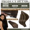 Loxxy DIY Long Weft Tape in Hair Extensions Human Hair - Invisible Wide Tape in Hair Extension 16 Inch 50g - Rooted Darkest Brown to Chestnut Brown Highlights, One Piece Wide Weft 31.5" (80cm) view 2