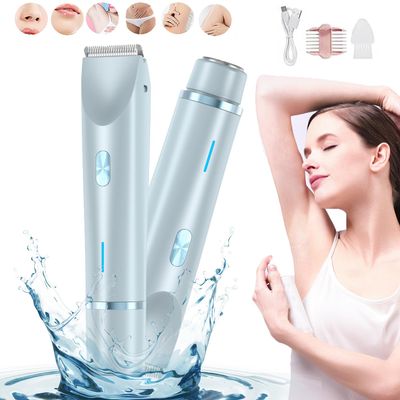 Bikini Trimmer, Shavers,2 in 1 Women Electric DualHead Bikini Trimmer (Blue)