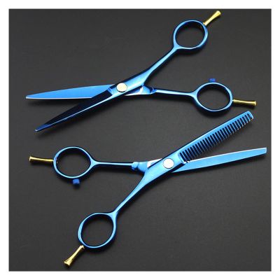 5.5 Inch Two-Tailed Scissors Hairdressing Scissors Haircut Thinning Haircut Scissors Hairdressing Scissors Hairdresser Scissors Set Hair Cutting Shears,Blue