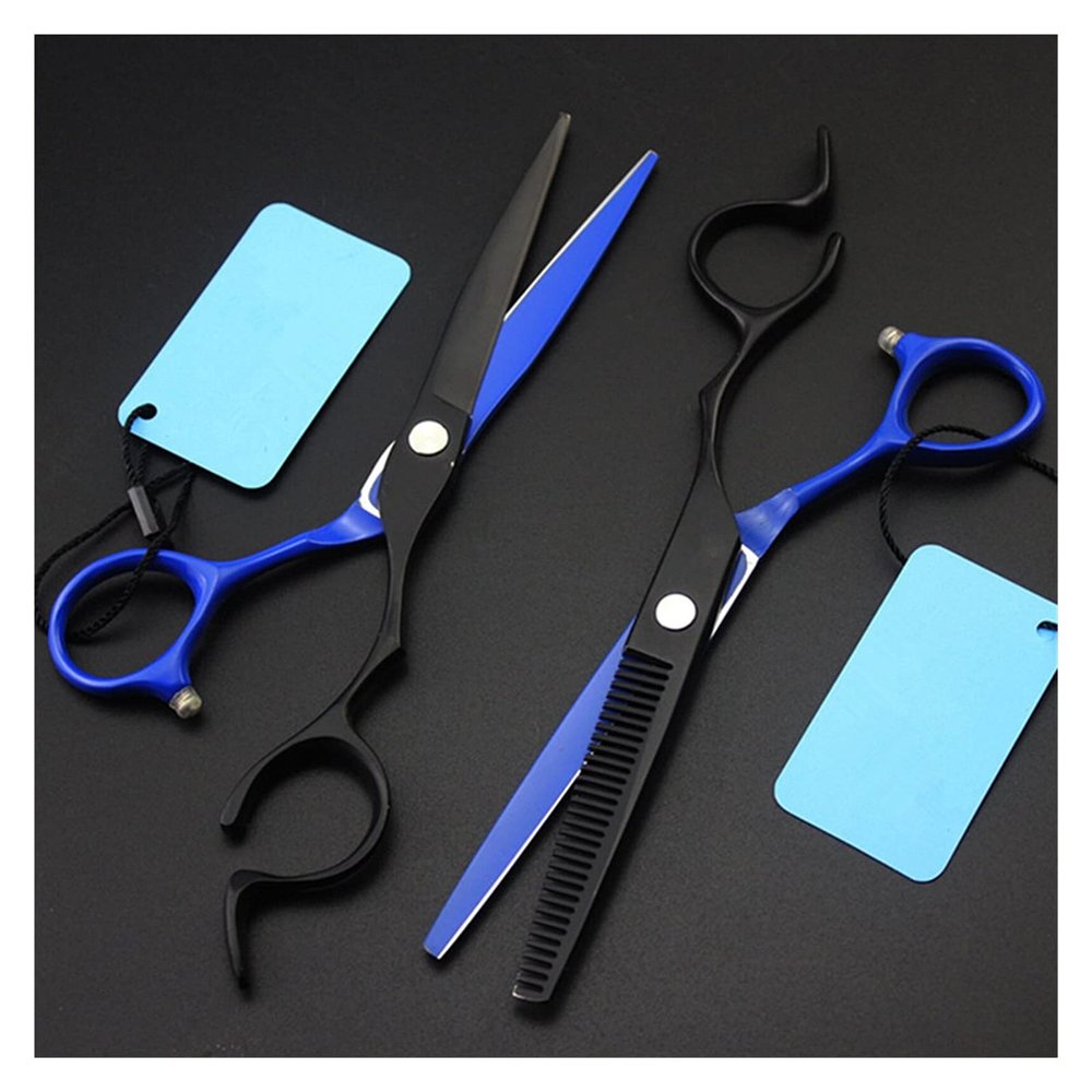 6 Inch Black And Blue Hairdressing Scissors Hairdressing Scissors Flat Cut Thinning Hairdressing Scissors Teeth Scissors Hairdresser'S Scissors Hair Cutting Shears