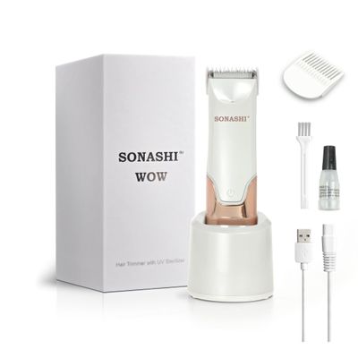 SONASHI WOW Electric Body Hair Trimmer - Groin Trimmer for Men - Bikini Trimmer Women - Wet/Dry Shaver Groomer, Rechargeable, Waterproof, Painless Hair Removal (White)