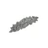 Vintage Silver Floral Hair Barrette, Antique Style Leaf Design, Metal Hair Clip with Crystal Accents view 1