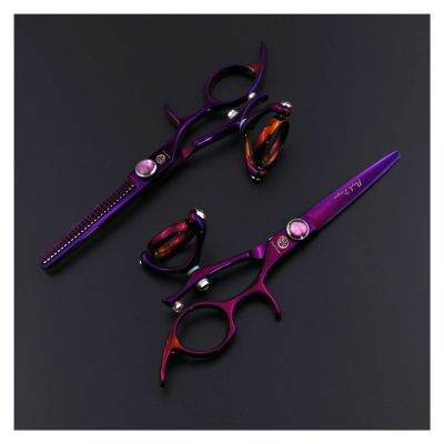 5.5 Inch Purple Flying Shears Rotating Thumb Shears,Rotating Hair Scissors,Hairdressing Flying Scissors For Hairdressers Hair Cutting Shears