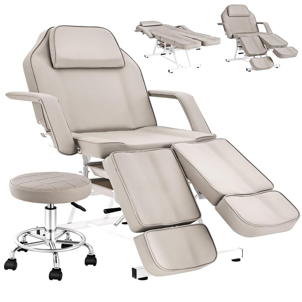 Hicomony Gray Tattoo Chair Bed for Client, Facial Chairs for Esthetician Bed, Lash Table for Eyelash Extensions Spa Chair Professional Massage Salon Spa Equipment