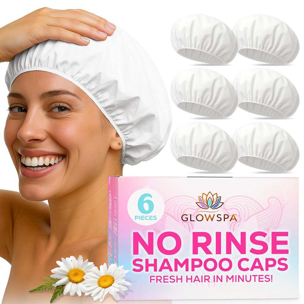 No Rinse Shampoo Caps (Pack of 6) Rinse-Free Shower Cap for Elderly, Bedridden Patients, Travel, Hospital, or Camping Waterless Hair Wash Solution
