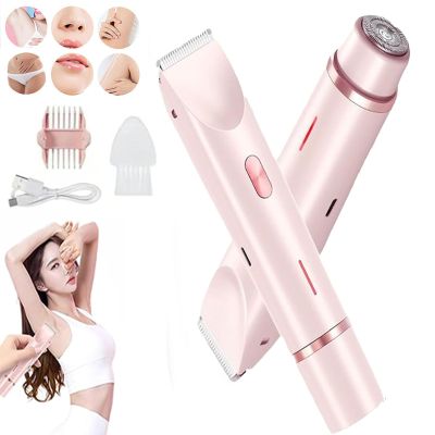 Electric Shaver Women Body Trimmer, IPX7 Waterproof Dual-Head Shaver for Women, Wet & Dry Wet and Dry, USB Rechargeable for Facial Face Lip Chin Underarm Legs (Pink)