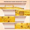 Qislee Makeup Box with Drawer and A Detachable Lighted Mirror, Waterproof Travel Train Case, Cosmetic Organizer and Makeup Suitcase with Adjustable Dividers, Magnetic LED Mirror (Luxury Gold) view 4