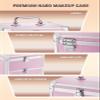 Qislee Makeup Box with Drawer and A Detachable Lighted Mirror, Waterproof Travel Train Case, Cosmetic Organizer and Makeup Suitcase with Adjustable Dividers, Magnetic LED Mirror (ICY Pink) view 4