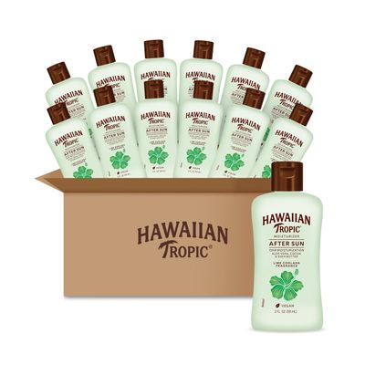 Hawaiian Tropic After Sun Lotion Lime Coolada Case, 12 mini bottles | After Sun Care Travel Essentials, Aloe Vera Lotion, 2 fl oz each (Pack of 12)