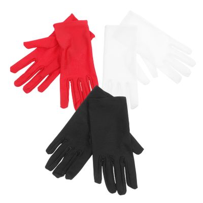 Gadpiparty 3pairs Black Elastic Spandex Gloves for Jewelry Inspection Red White Black Women's Stretchy Gloves