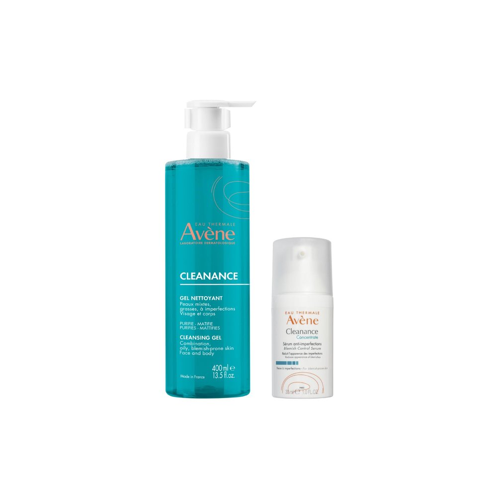 Avne Cleanance Concentrate Blemish Control Serum & Cleansing Gel - Soap-Free Cleanser for Face and Body - For Blemish-Prone Skin Minimizes Appearance of Blemishes & Non-comedogenic -Long