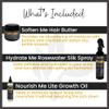 Jaycee Naturals Protective Styling Bundle to Seal in Moisture and Protect all Curly Hair Types - Moisturizing Hair Butter, Hydrating Rosewater Spray, and Nourishing Lightweight Oil view 2