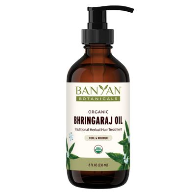 Banyan Botanicals Organic Bhringaraj Oil  Supports Healthy Hair Growth  Oil Made with Traditional Methods  8 oz.  Non-GMO Sustainably Sourced Ayurvedic Hair Oil