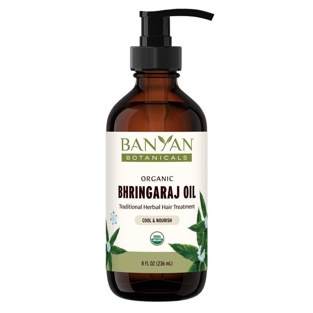 Banyan Botanicals Organic Bhringaraj Oil Supports Healthy Hair Growth Oil Made with Traditional Methods 8 oz. Non-GMO Sustainably Sourced Ayurvedic Hair Oil