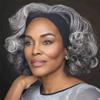 SOUL LADY Salt And Pepper Grey Wigs, Body Wave Headband Human Hair Wigs For Seniors Silver Gray Body Wave Headband Wig Non Lace Bob Wig 14 Inch view 1