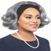 SOUL LADY Salt And Pepper Grey Wigs, Body Wave Headband Human Hair Wigs For Seniors Silver Gray Body Wave Headband Wig Non Lace Bob Wig 14 Inch view 2