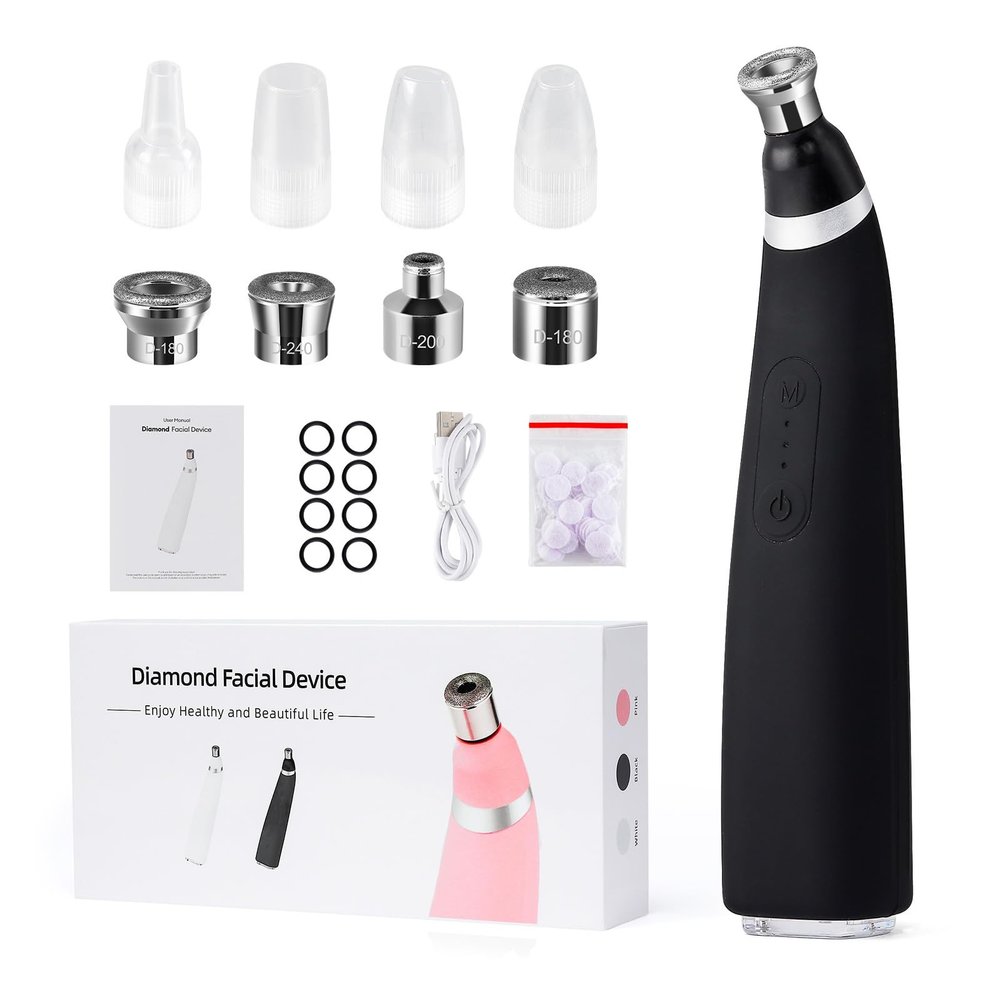 IeBilif Diamond Microdermabrasion Machine, 3 Modes Diamond Microdermabrasion Dermabrasion Machine for Blackhead Removal, Portable Microdermabrasion Tool with 8 Diamond Tips