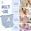 2 PCS Initial Makeup Bags for Women: Cosmetic Bag for Travel Toiletry - Birthday Gifts for 11 12 13 14 15 16 17 18 Years Old Girl Graduation Teacher Gift- Teen Girl Gifts Trendy Stuff - Blue L view 4