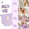 2 PCS Initial Makeup Bags for Women: Cosmetic Bag for Travel Toiletry - Birthday Gifts for 11 12 13 14 15 16 17 18 Years Old Girl Graduation Teacher Gift- Teen Girl Gifts Trendy Stuff - Purple T view 4