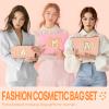 2 PCS Initial Makeup Bags for Women: Cosmetic Bag for Travel Toiletry - Birthday Gifts for 11 12 13 14 15 16 17 18 Years Old Girl Graduation Teacher Gift- Teen Girl Gifts Trendy Stuff - Orange K view 2
