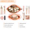 2 PCS Initial Makeup Bags for Women: Cosmetic Bag for Travel Toiletry - Birthday Gifts for 11 12 13 14 15 16 17 18 Years Old Girl Graduation Teacher Gift- Teen Girl Gifts Trendy Stuff - Orange K view 3