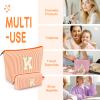2 PCS Initial Makeup Bags for Women: Cosmetic Bag for Travel Toiletry - Birthday Gifts for 11 12 13 14 15 16 17 18 Years Old Girl Graduation Teacher Gift- Teen Girl Gifts Trendy Stuff - Orange K view 4